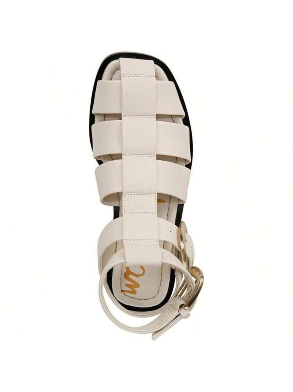 Sam Edelman Cream Strappy Sandal with Gold Buckle